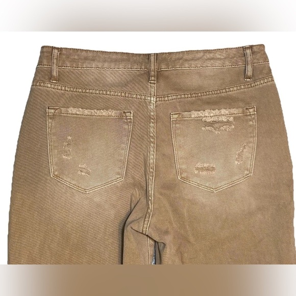 Vervet Jeans Women's Tan Size 30 Straight Vintage Crop Distressed Raw Hem 32x26 - Picture 4 of 8